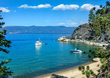 Image of Lake Tahoe with boats on the water
