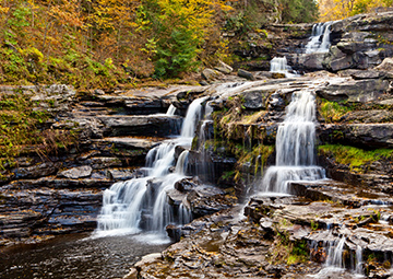 Image of a waterfall system in the Poconos