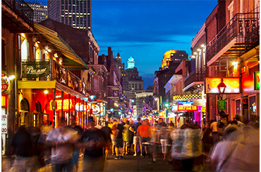 A crowd on bourbon street 