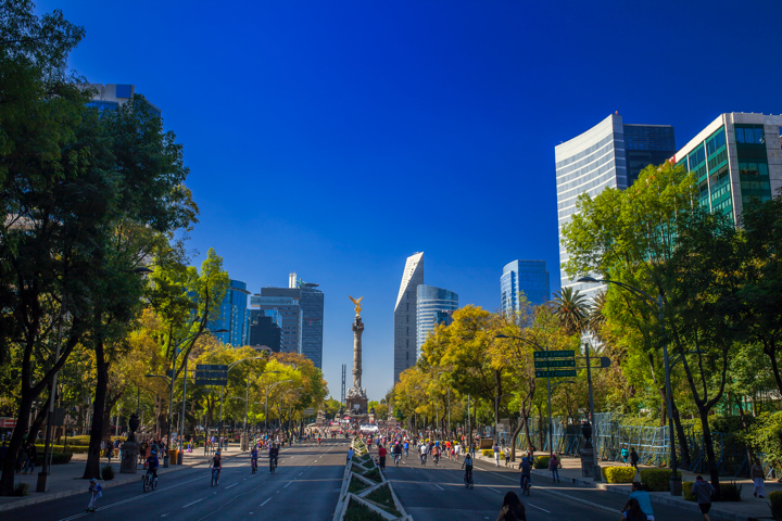 Mexico City street skyline