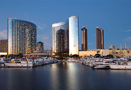 Skyline view of the San Diego pier