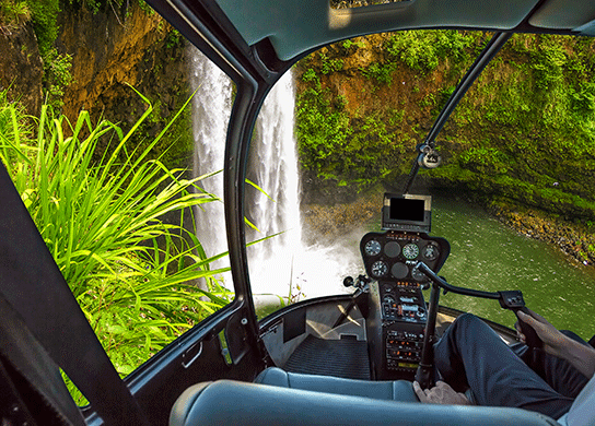Ride a private helicopter and see the Jurassic Park Falls up close
