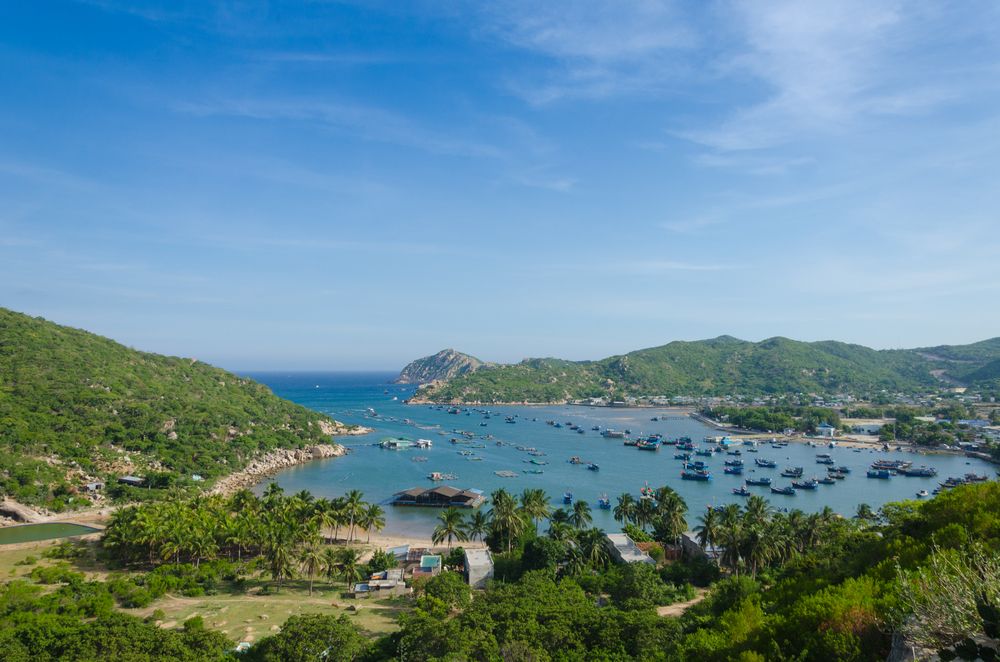 Taking a hike to the Goga Peak of Nui Chua National Park presents a panoramic view of Vinh Hy Bay.