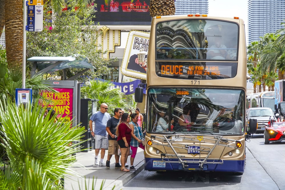 Fittingly called The Deuce, this double-decker city bus will take you to popular stops along the Strip.