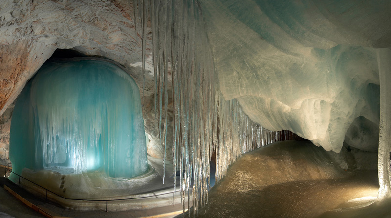 The Eisriesenwelt Ice Cave presents magnificent formations.