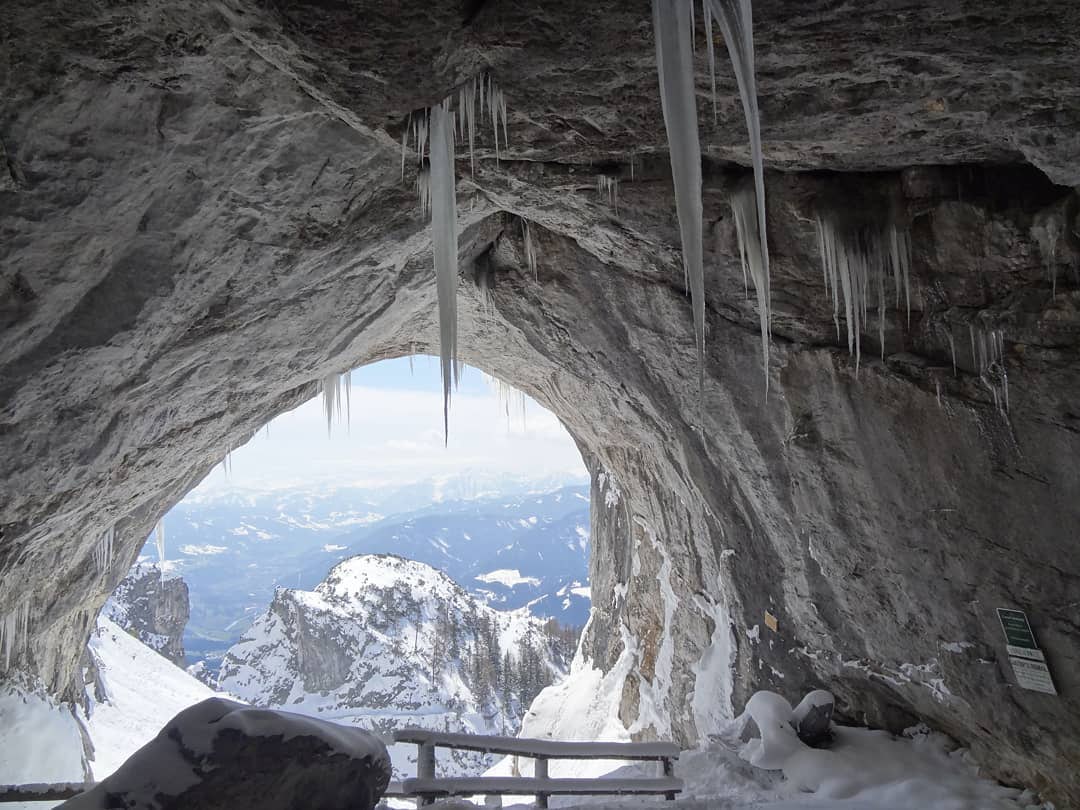 Catch glimpses of the Austrian alps while touring the Eisriesenwelt Ice Cave.