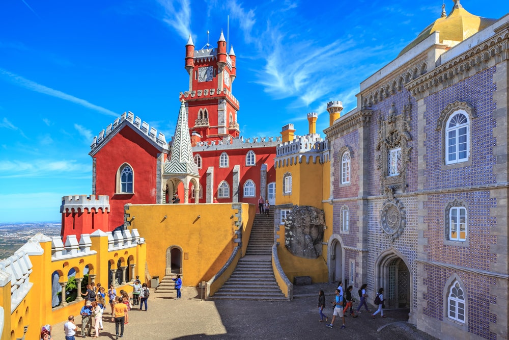 The town of Sintra is studded with pastel-colored villas and palaces. 